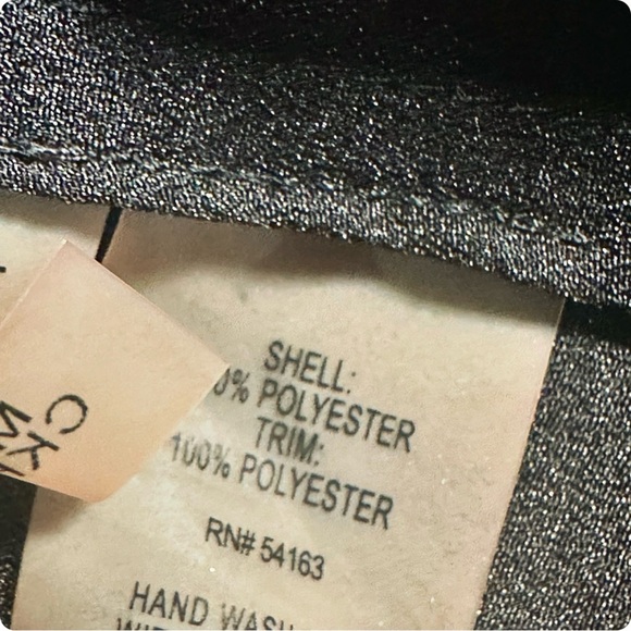 Calvin Klein Black & Silver Metallic Roll Tab Sleeve Notch Neck Blouse Size L - Picture 6 of 9